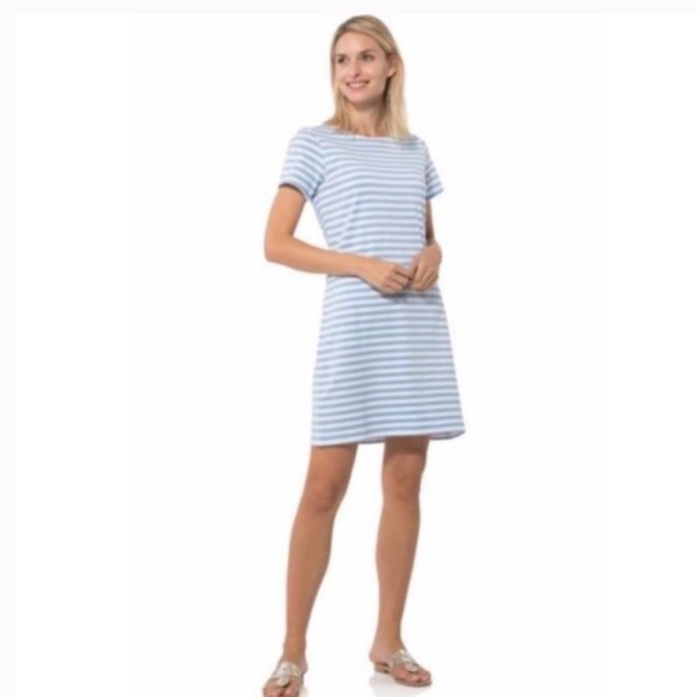 Sail to Sable Blue and White Striped Nautical T-Shirt Mini Dress